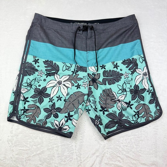 O'Neill Other - ONeill Mens Tropical Floral Board Shorts Gray Turquoise Swim Trunks Size 40‎